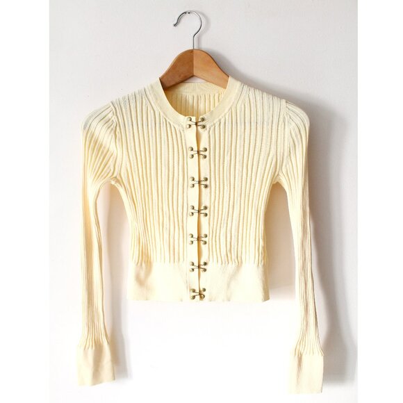 Dion Lee Hook Rib Cardigan / Size XS / Bleached Yellow Cropped - Picture 4 of 11